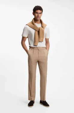 Regular-fit T-shirt in structured cotton with tipping details