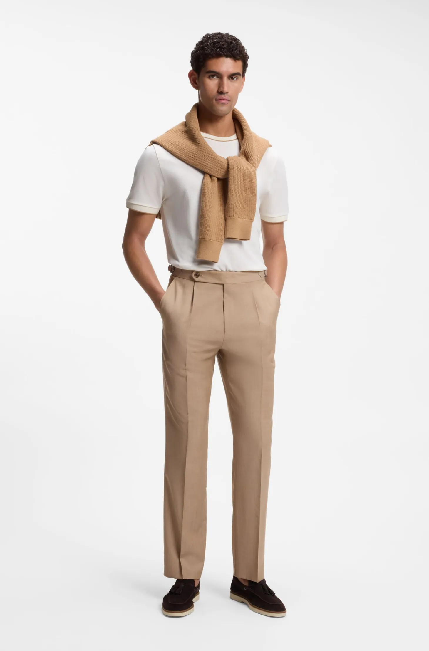 Regular-fit T-shirt in structured cotton with tipping details