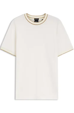 Regular-fit T-shirt in structured cotton with tipping details