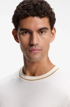 Regular-fit T-shirt in structured cotton with tipping details