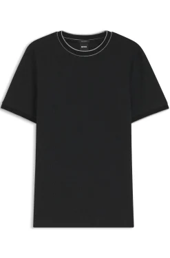 Regular-fit T-shirt in structured cotton with tipping details