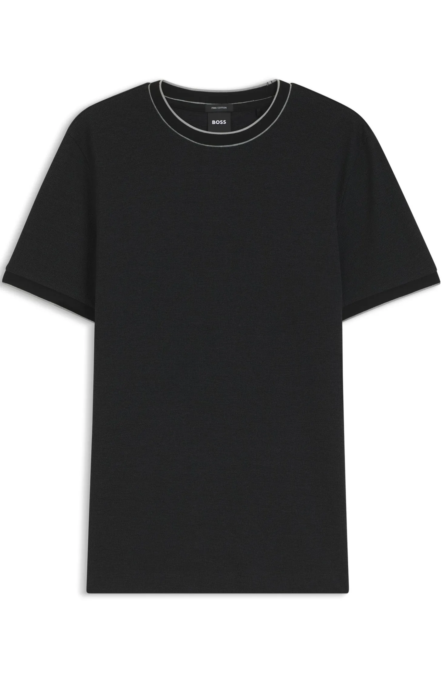 Regular-fit T-shirt in structured cotton with tipping details
