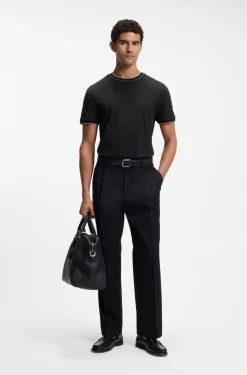 Regular-fit T-shirt in structured cotton with tipping details