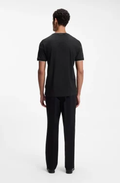 Regular-fit T-shirt in structured cotton with tipping details