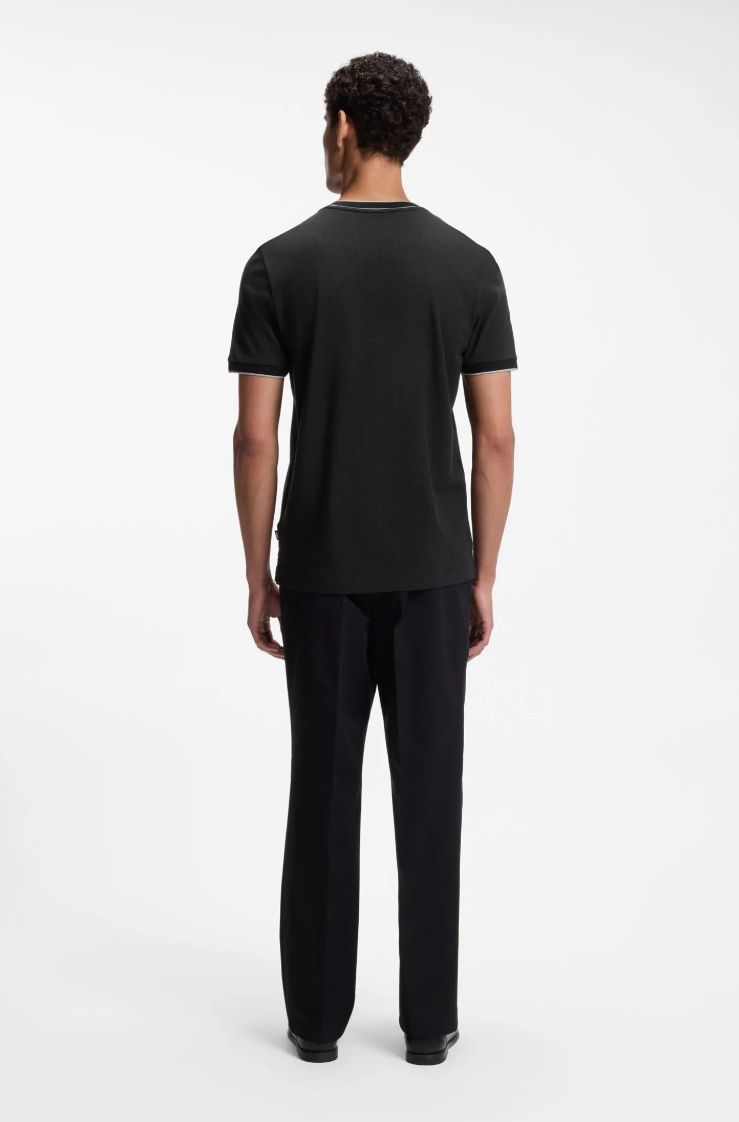 Regular-fit T-shirt in structured cotton with tipping details