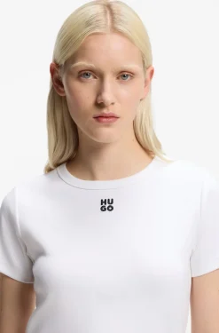 Regular-fit T-shirt with stacked-logo embroidery