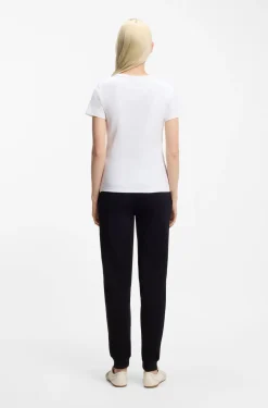 Regular-fit T-shirt with stacked-logo embroidery