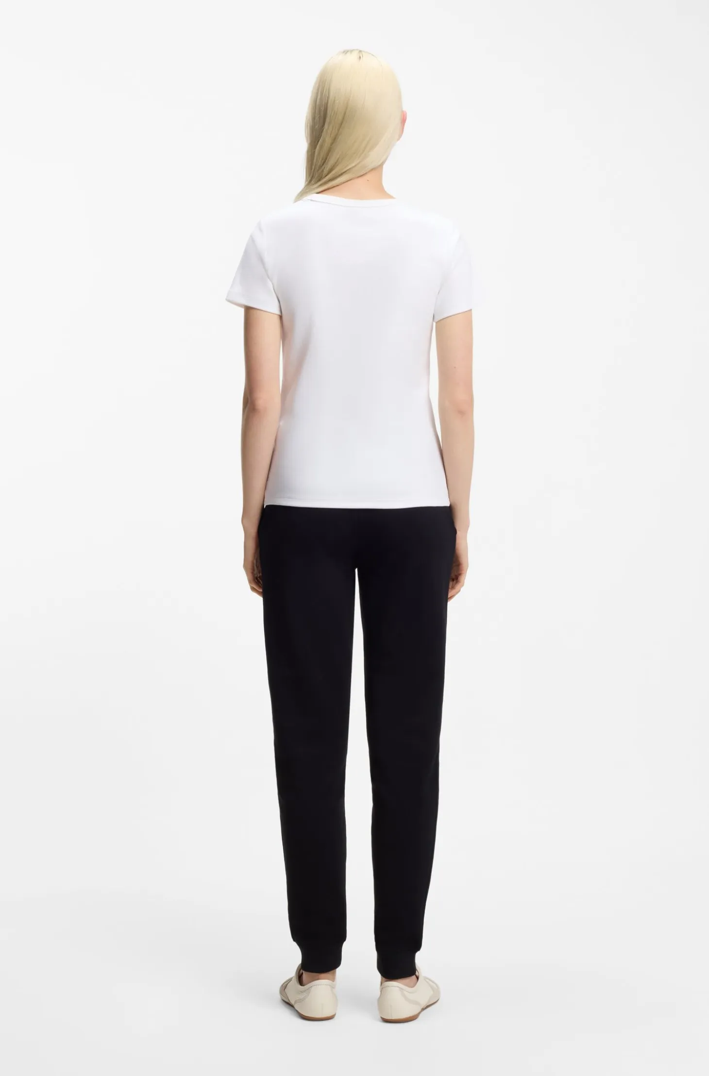 Regular-fit T-shirt with stacked-logo embroidery
