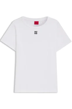 Regular-fit T-shirt with stacked-logo embroidery