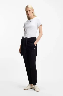 Regular-fit T-shirt with stacked-logo embroidery
