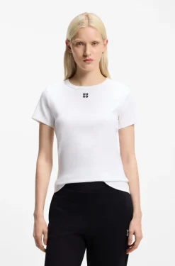 Regular-fit T-shirt with stacked-logo embroidery