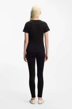 Regular-fit T-shirt with stacked-logo embroidery