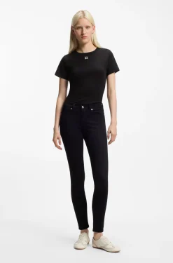Regular-fit T-shirt with stacked-logo embroidery