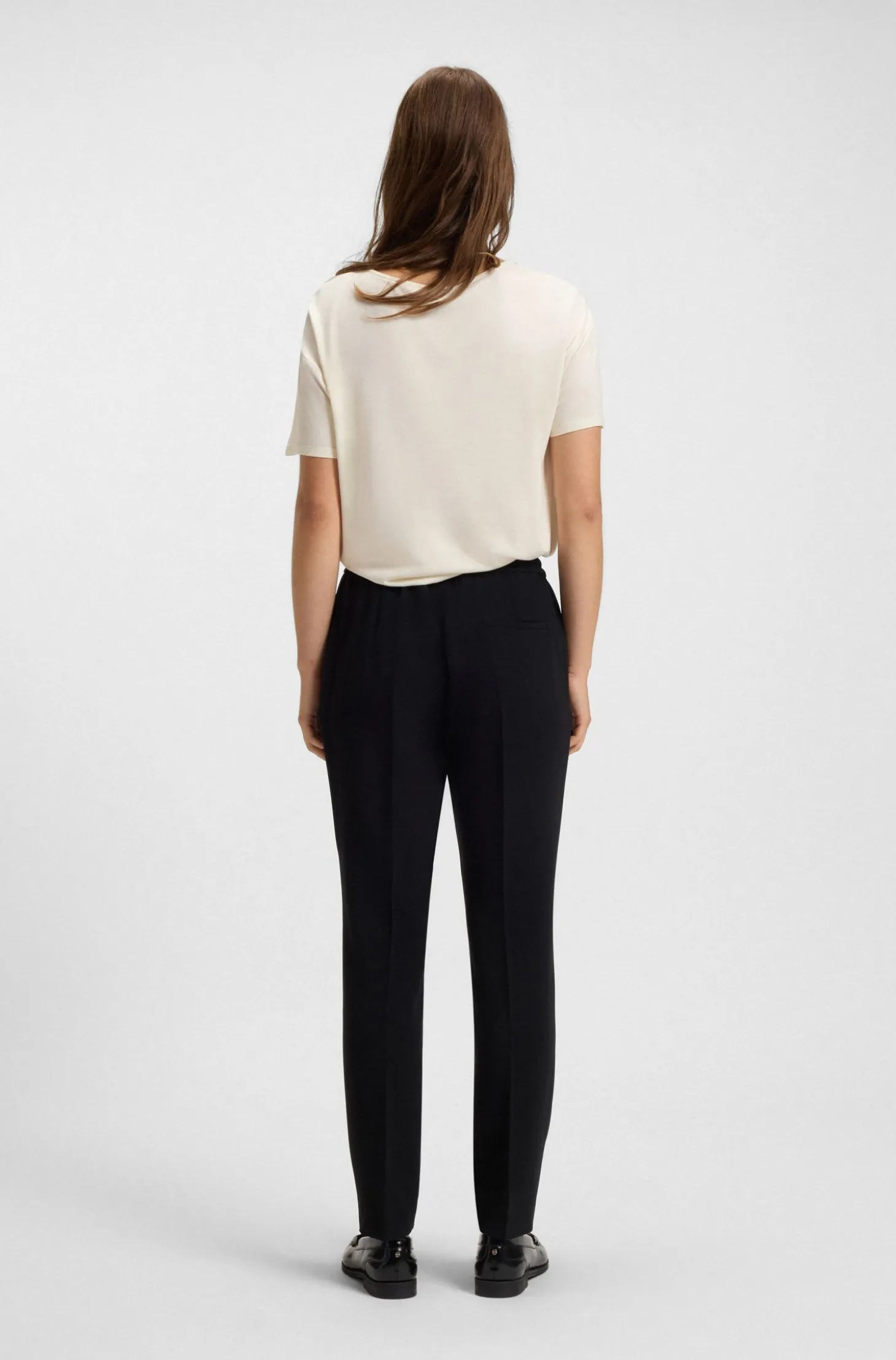 Regular-fit T-shirt with stretch-silk front