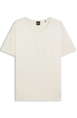 Regular-fit T-shirt with stretch-silk front