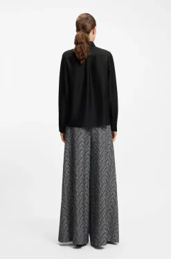 Regular-fit tuxedo-inspired blouse with pintuck pleats