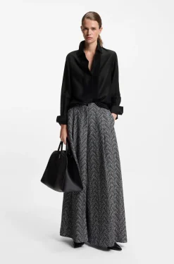 Regular-fit tuxedo-inspired blouse with pintuck pleats