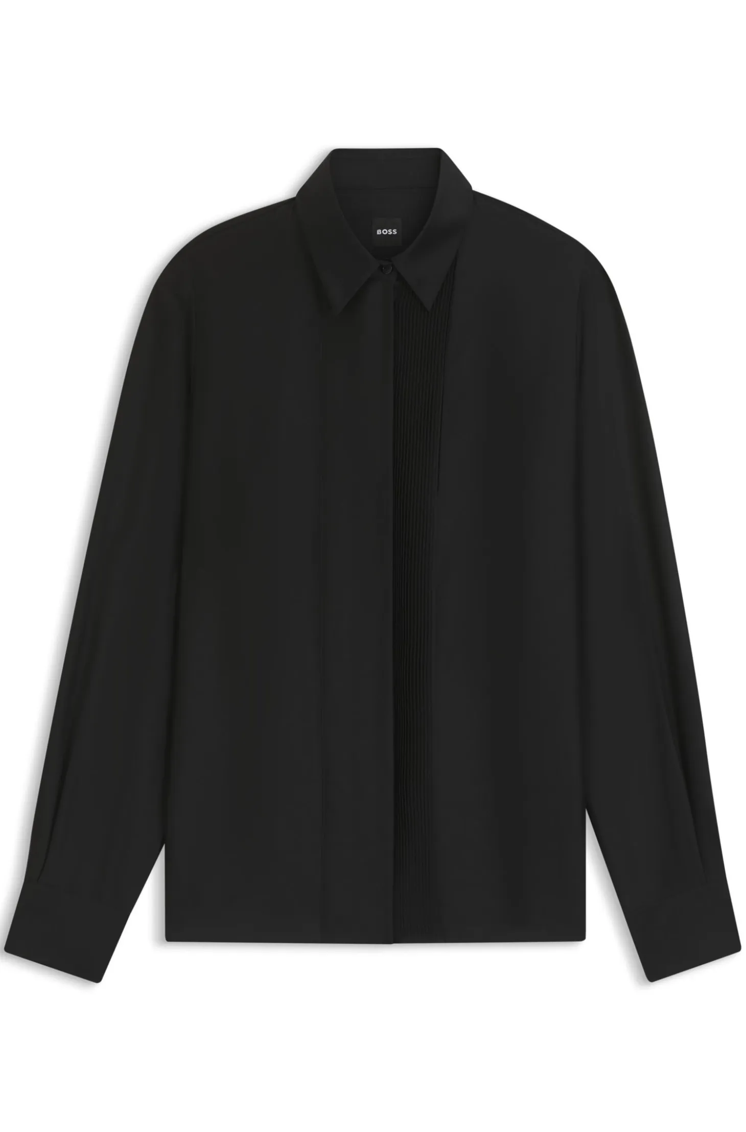 Regular-fit tuxedo-inspired blouse with pintuck pleats