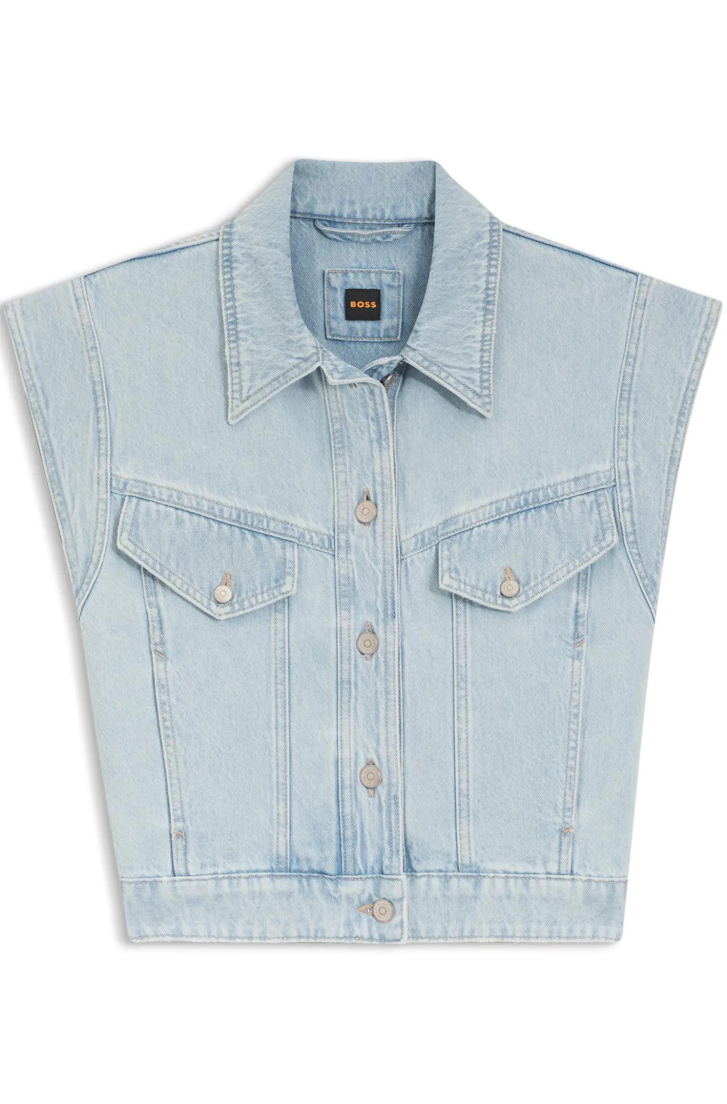 Regular-fit vest in blue marbled denim