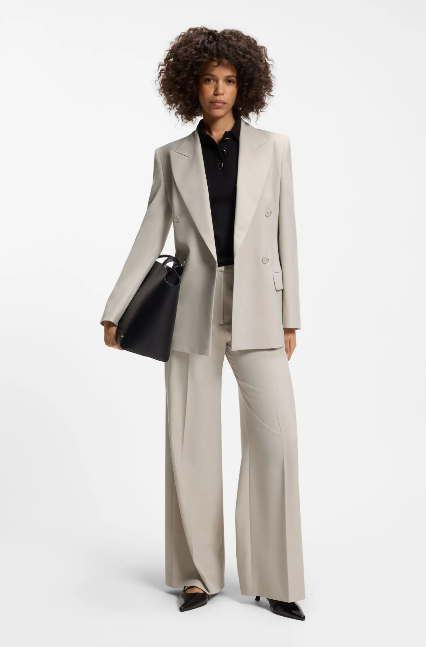 Regular-fit wide-leg trousers in stretch fabric