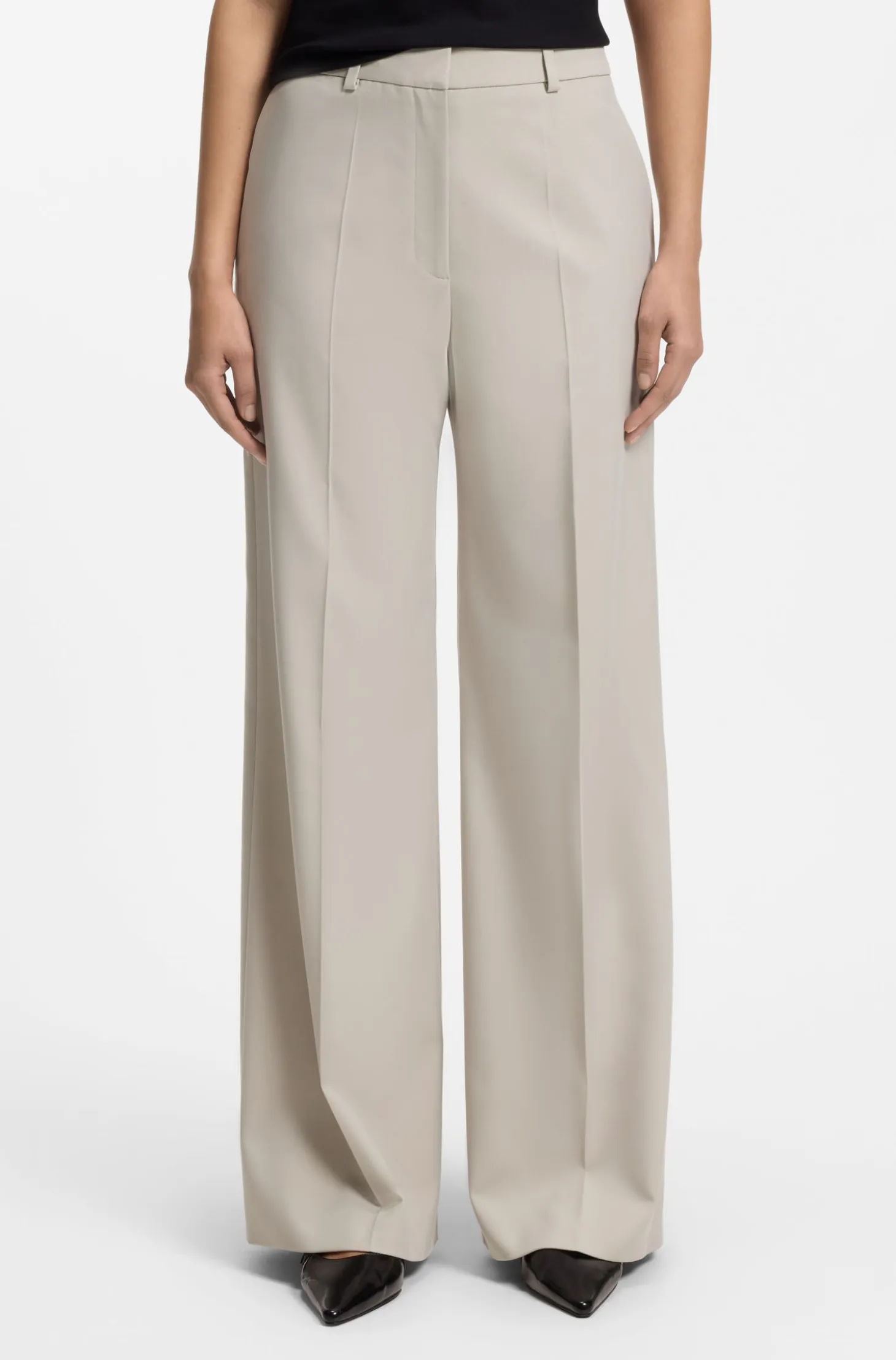 Regular-fit wide-leg trousers in stretch fabric