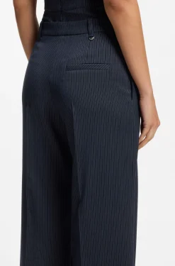 Regular-fit wide-leg trousers in pinstripe stretch fabric