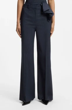 Regular-fit wide-leg trousers in pinstripe stretch fabric