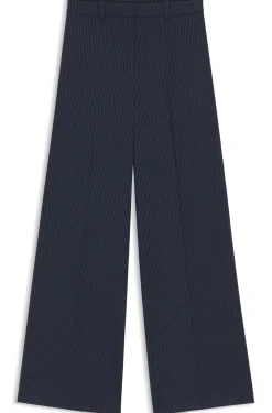Regular-fit wide-leg trousers in pinstripe stretch fabric