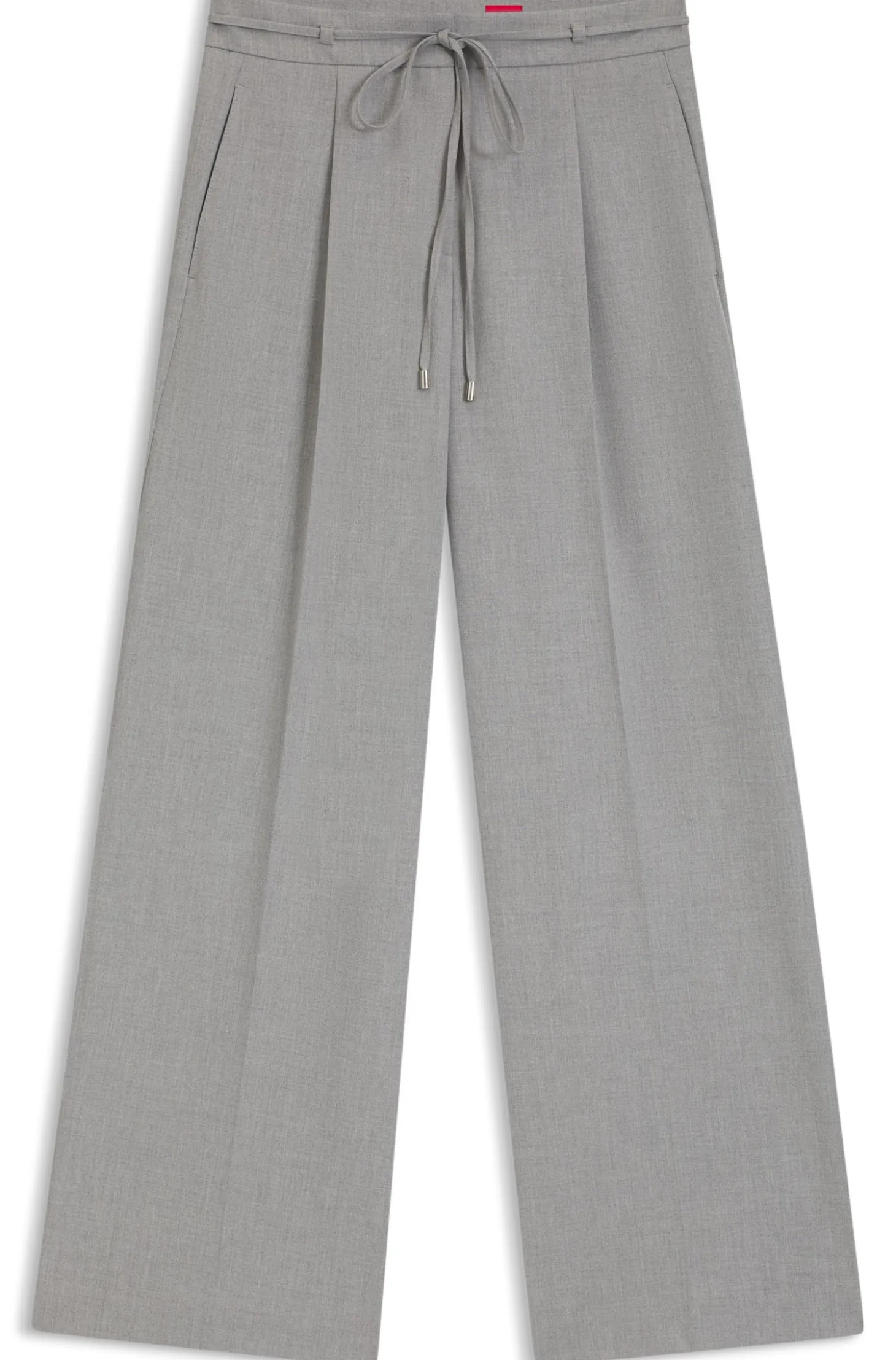 Regular-fit wide-leg trousers in melange stretch fabric