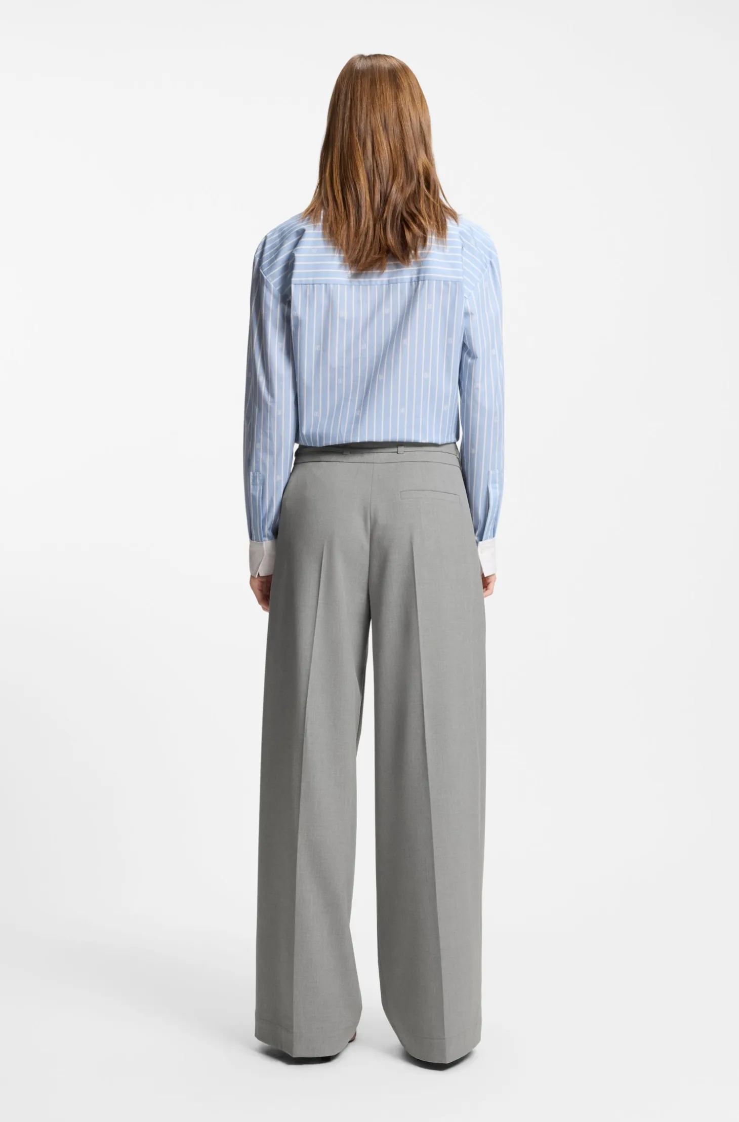 Regular-fit wide-leg trousers in melange stretch fabric