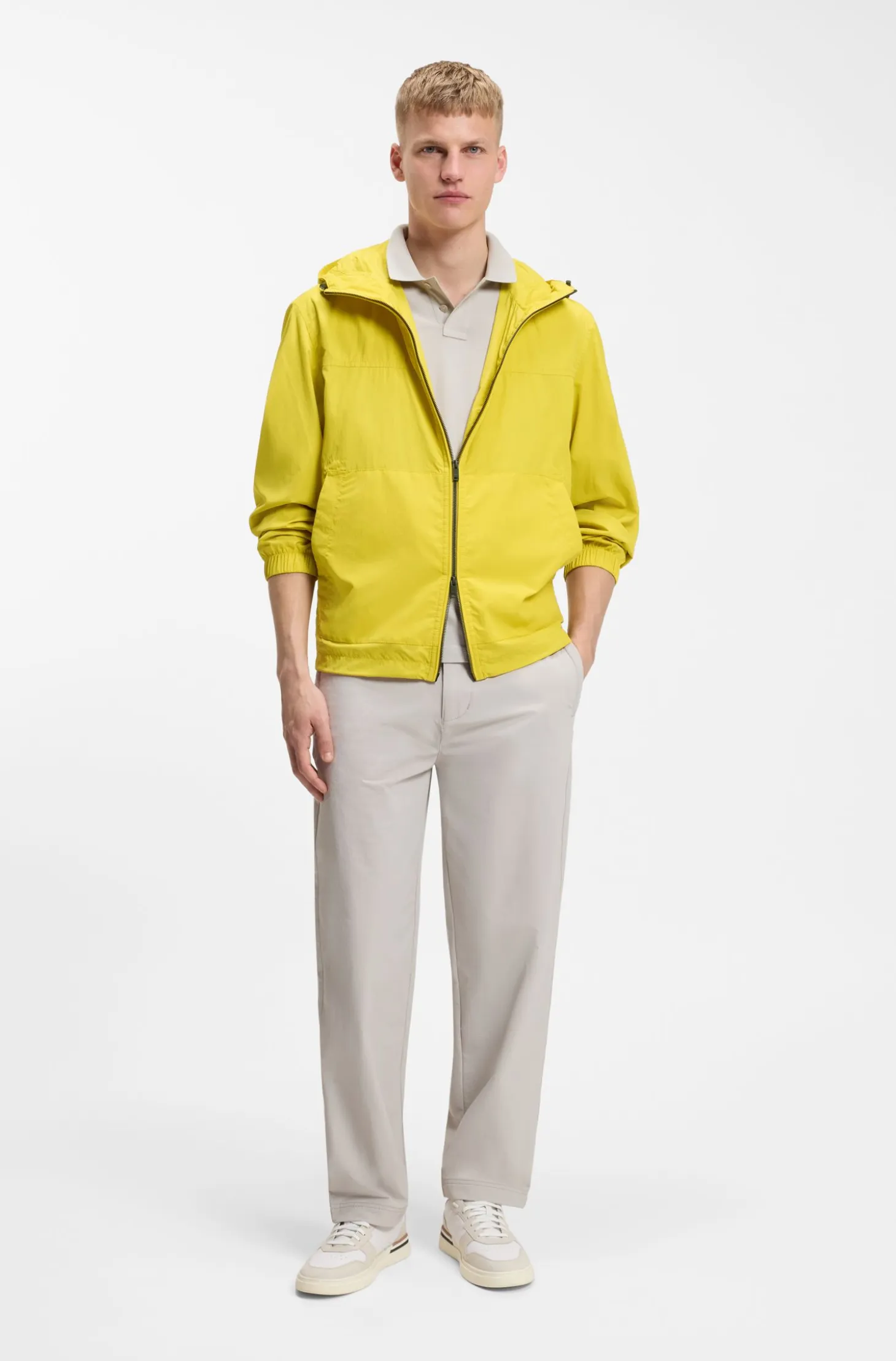 Regular-fit windbreaker in water-repellent soft-touch fabric