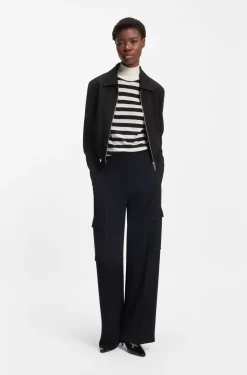 Regular-fit zip-up jacket in crepe fabric