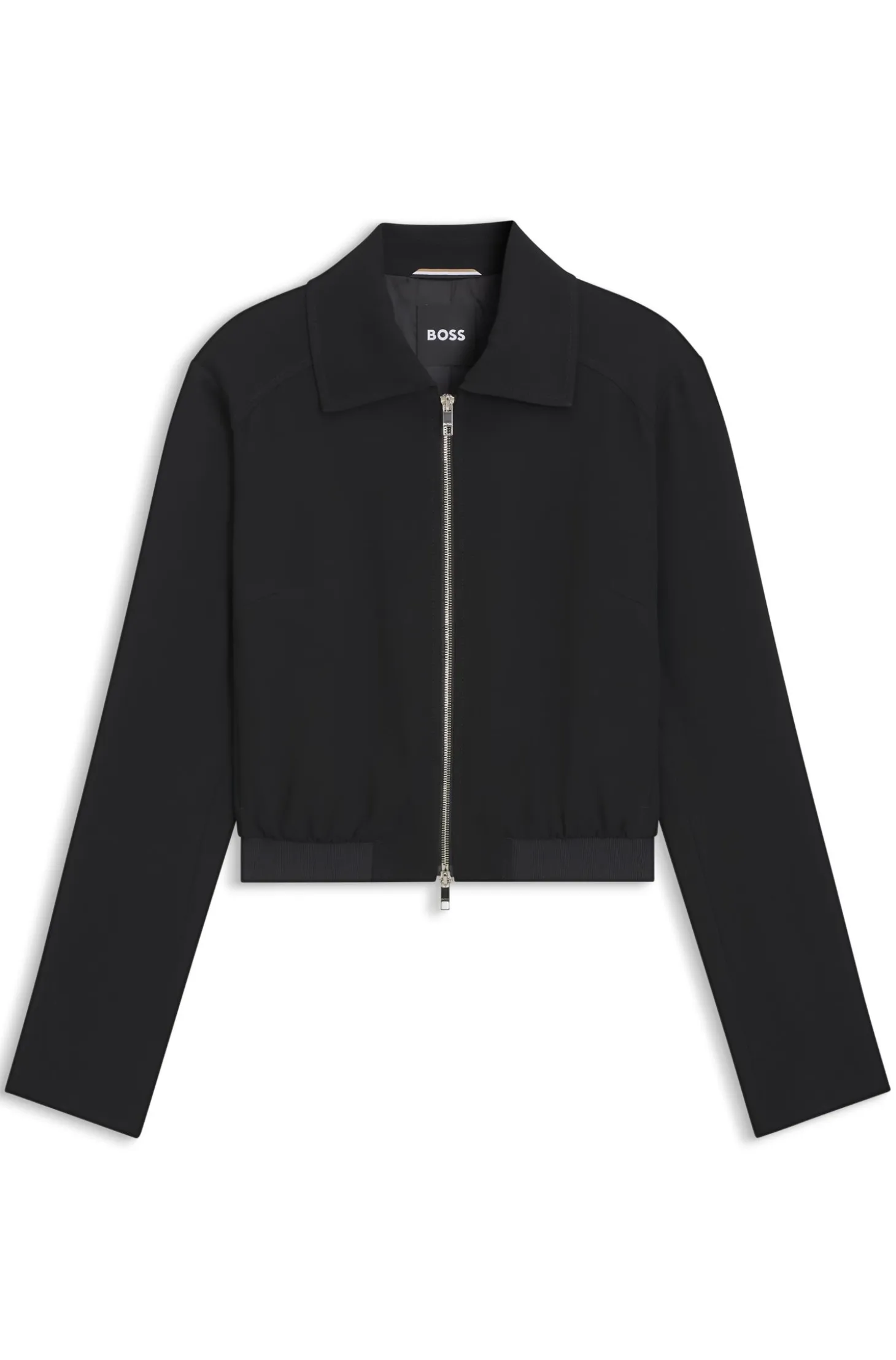 Regular-fit zip-up jacket in crepe fabric