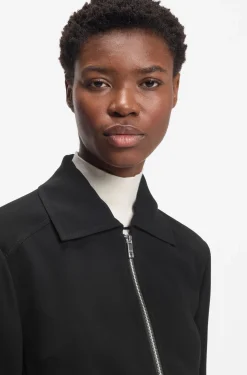 Regular-fit zip-up jacket in crepe fabric
