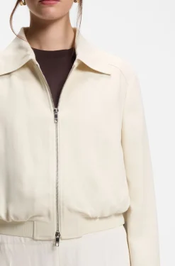Regular-fit zip-up jacket in crepe fabric