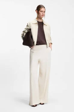 Regular-fit zip-up jacket in crepe fabric