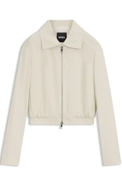 Regular-fit zip-up jacket in crepe fabric