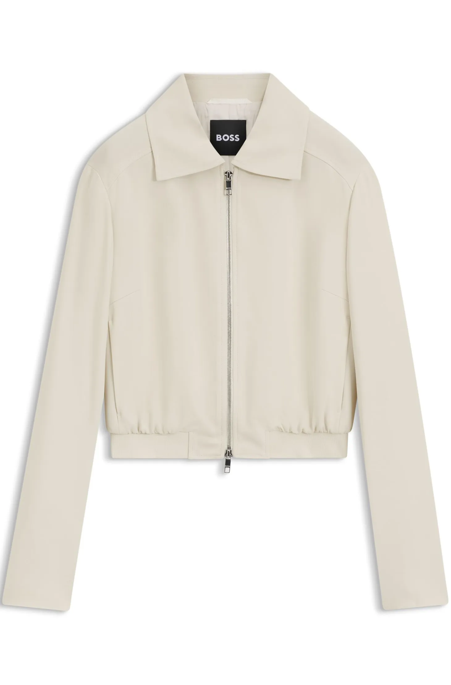 Regular-fit zip-up jacket in crepe fabric