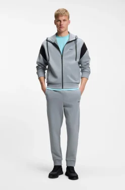 Regular-fit zip-up sweatshirt in spacer piqué