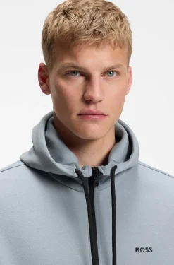 Regular-fit zip-up sweatshirt in spacer piqué