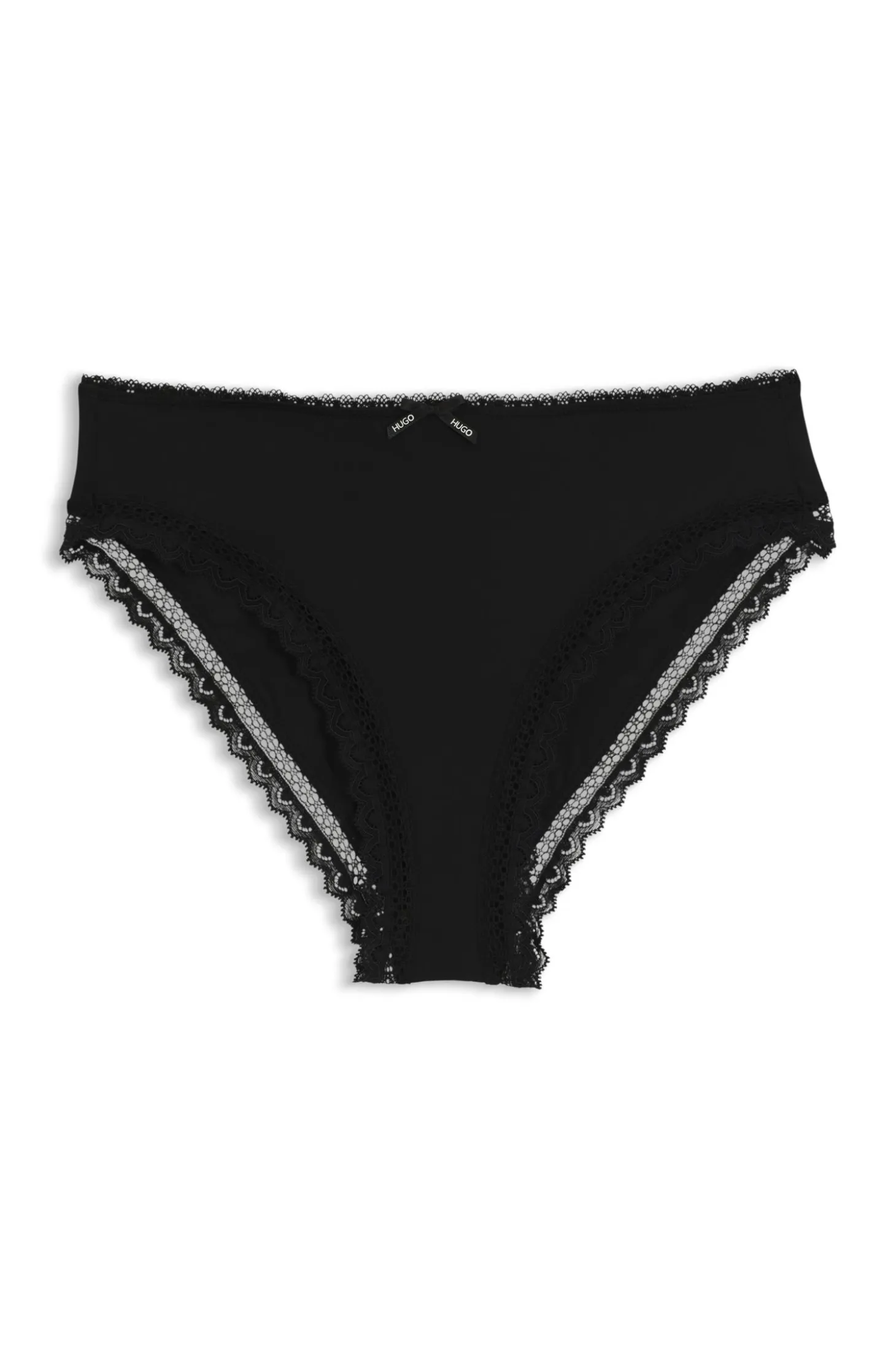 Regular-rise briefs in stretch microfibre with lace trim