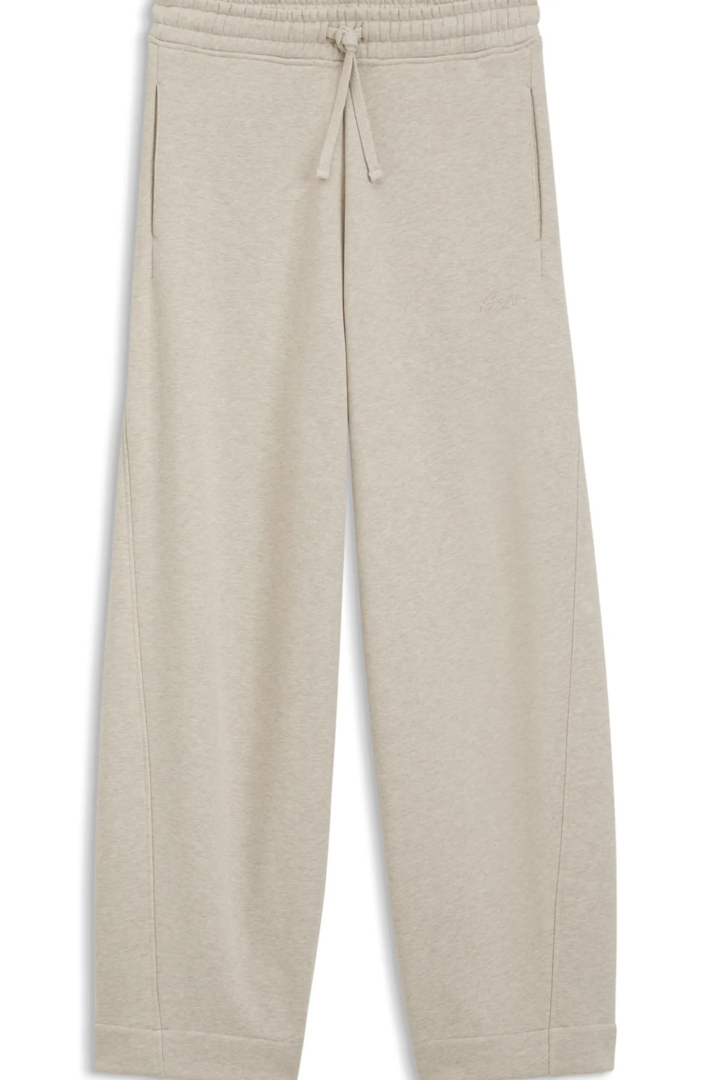 Relaxed-fit barrel-leg trousers in melange jersey