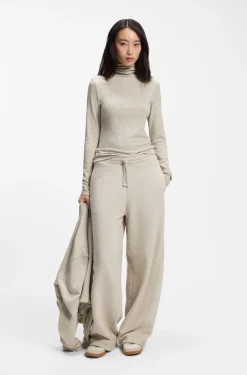 Relaxed-fit barrel-leg trousers in melange jersey