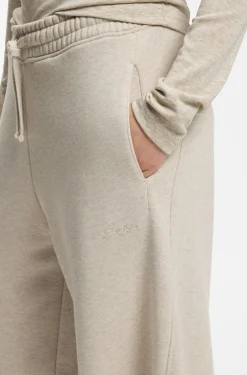 Relaxed-fit barrel-leg trousers in melange jersey