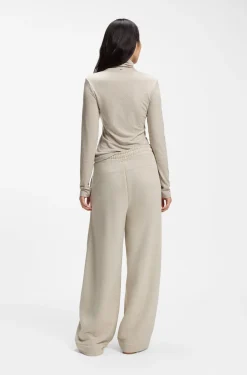 Relaxed-fit barrel-leg trousers in melange jersey