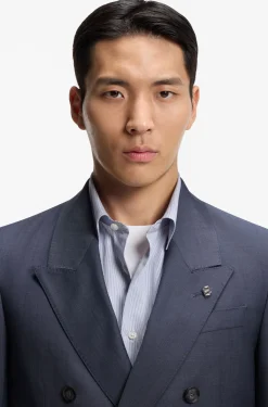 Relaxed-fit blazer in micro-patterned virgin wool