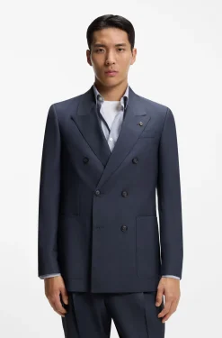Relaxed-fit blazer in micro-patterned virgin wool