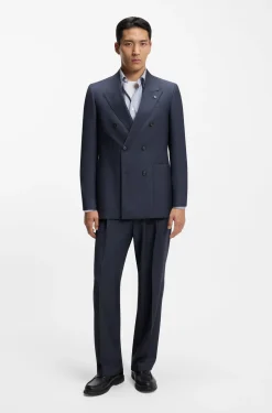 Relaxed-fit blazer in micro-patterned virgin wool