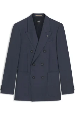Relaxed-fit blazer in micro-patterned virgin wool