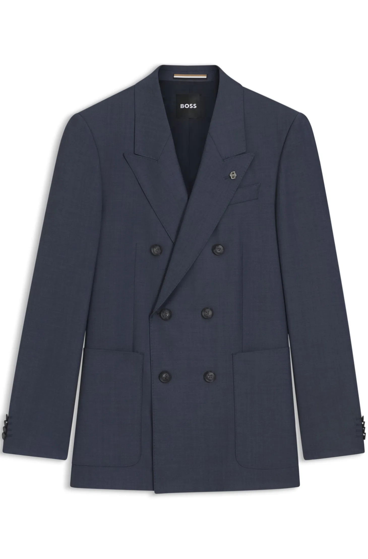 Relaxed-fit blazer in micro-patterned virgin wool